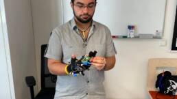 Student with a it glove