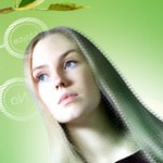 Image of a girl with green background