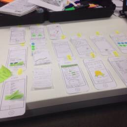 Paper prototypes of an mobile app